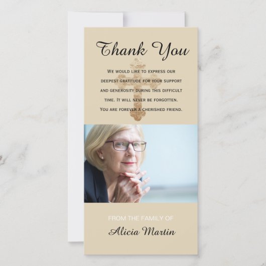 Foto Sympathie Memorial Dank u Religieus kruis Bedankkaart (Voorkant)