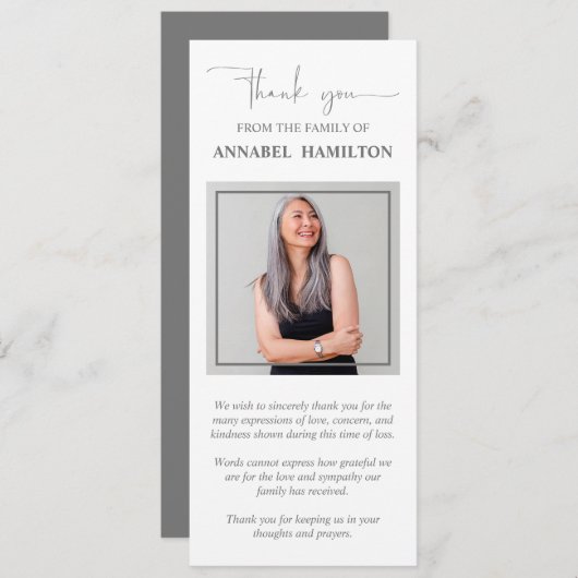 Foto Sympathie Memorial Dank u uitnodiging (Voorkant / Achterkant)