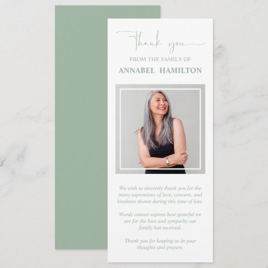 Foto Sympathie Memorial Dank u uitnodiging (Voorkant / Achterkant)