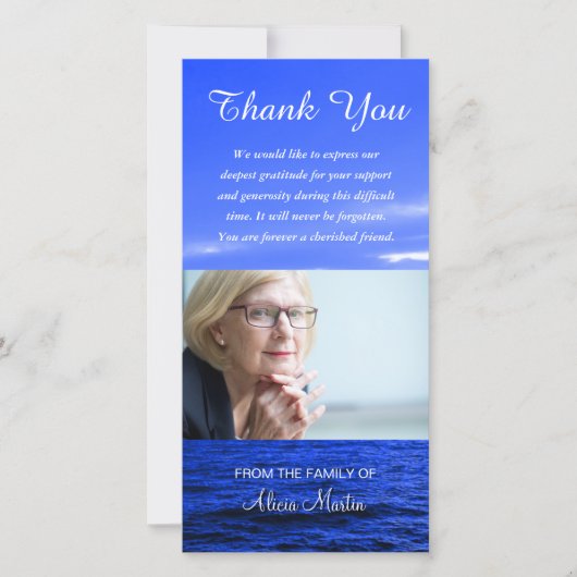 Foto Sympathie Memorial Dankuwel Ocean Sky Bedankkaart (Voorkant)