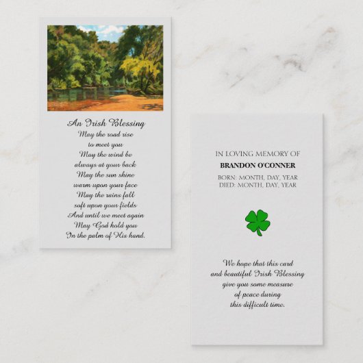 Foto Sympathie Memorial Prayer Kaart Visitekaartje (Voorkant / Achterkant)