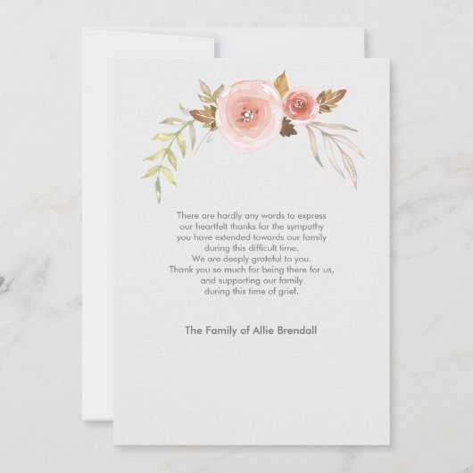 Foto Sympathie Roos Waterverf Hartelijk dank Bedankkaart (Achterkant)