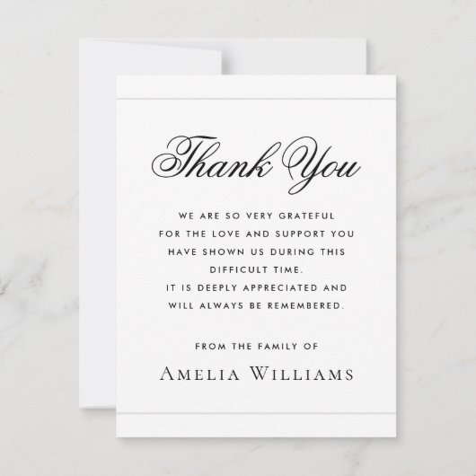 Foto sympathie rouwverlies wit dank u kaart (Achterkant)