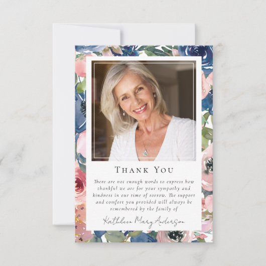 Foto Sympathy floral Funeral Memorial Bedankkaart (Voorkant)