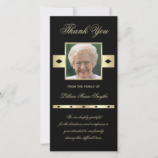 Foto Sympathy Memorial Bedankt Fotokaart Zwart (Voorkant)