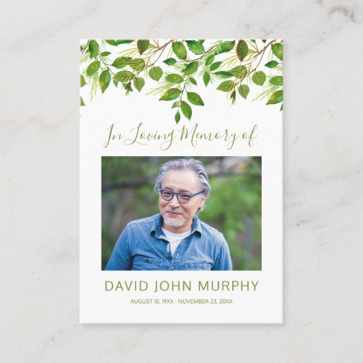 Foto Sympathy Memorial Prayer Contactkaartje (Voorkant)