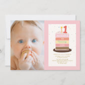 Foto Taart Kaars Kleurrijke Sparkle 1e Verjaardag Kaart (Voorkant)