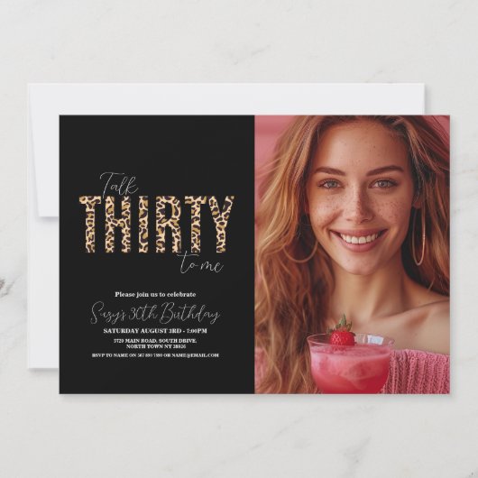 Foto Talk Thirty to Me Verjaardag van Leopard Wome Kaart (Voorkant)