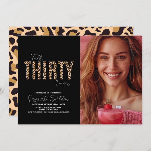 Foto Talk Thirty to Me Verjaardag van Leopard Wome Kaart (Voorkant / Achterkant)