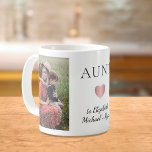 Foto tante 2 koffiemok<br><div class="desc">Persoonlijke bok voor de beste tante ooit met 2 foto's van haar nichtjes en neefjes,  "AUNT" of "AUNITIE" in elegante typografie en een gouden hart van het roos. Voeg de namen van haar nichtjes en neefjes toe.</div>