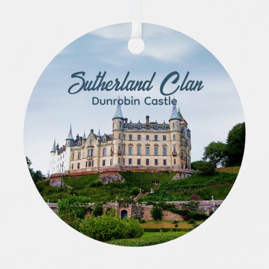Foto Tartan Scottish Sutherland Clan Castle Metalen Ornament (Voorkant)