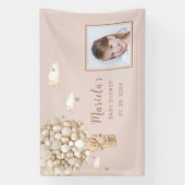 Foto Teddybeer ballonnen Baby shower Gepersonalise Spandoek (Verticaal)