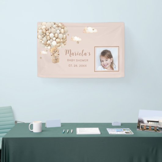 Foto Teddybeer ballonnen Baby shower Gepersonalise Spandoek (Beurs)