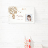 Foto Teddybeer ballonnen Baby shower Gepersonalise Spandoek (Insitu)