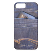 Foto Telefoon in demin jeans pocket monogram naam Case-Mate iPhone Case (Achterkant)