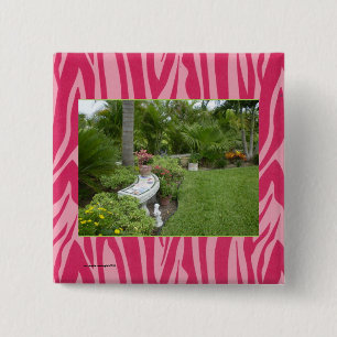 FOTO-TEMPLATE in rood en warm-roze Zebra afdrukken Vierkante Button 5,1 Cm