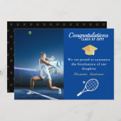 Foto Tennis player Blue Gold White afstuderen Aankondiging (Voorkant / Achterkant)