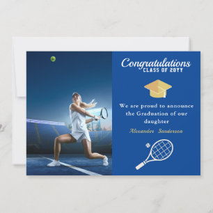Foto Tennis player Blue Gold White afstuderen Aankondiging
