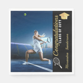 Foto Tennis player Blue Gold White afstuderen Servet