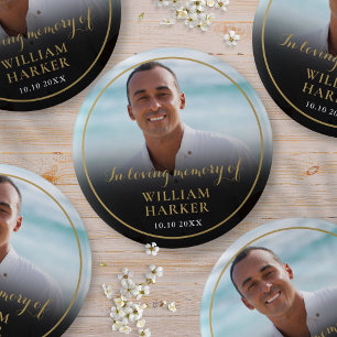 Foto ter herdenking uitvaartknoop ronde button 5,7 cm