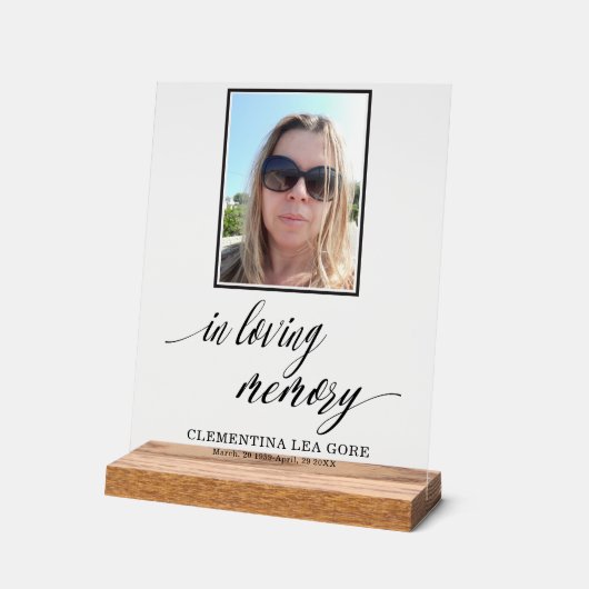 Foto Ter liefdevolle herinnering Acryl Bord (Hoek)