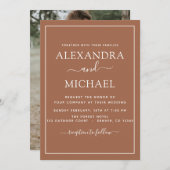 Foto Terra Cotta Boho Wedding Simple Invitation Kaart (Voorkant / Achterkant)