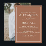 Foto Terra Cotta Boho Wedding Simple Invitation Kaart<br><div class="desc">Foto Terra Cotta Boho Simple Wedding Spring of Summer Photo on Back Wedding Invitations - bevat prachtige en elegante scripttypografie met een moderne,  eenvoudige en klassieke kleur voor de speciale dag van de bruiloft.</div>