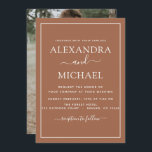 Foto Terra Cotta Boho Wedding Simple Invitation Kaart<br><div class="desc">Foto Terra Cotta Boho Simple Wedding Spring of Summer Photo on Back Wedding Invitations - bevat prachtige en elegante scripttypografie met een moderne,  eenvoudige en klassieke kleur voor de speciale dag van de bruiloft.</div>