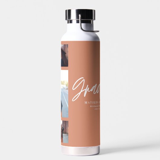 Foto terracotta afstuderen script modern elegant waterfles (Links)