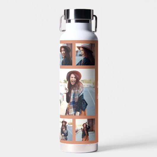 Foto terracotta afstuderen script modern elegant waterfles (Voorkant)