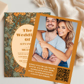 Foto Terracotta Bloem Art Nouveau Bruiloft Kaart