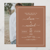 Foto Terracotta Boho Wedding Simple Invitation Kaart (Voorkant / Achterkant)