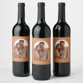 Foto Terracotta boog gepersonaliseerde bruiloft Wijn Etiket