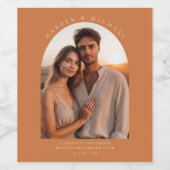 Foto Terracotta boog gepersonaliseerde bruiloft Wijn Etiket (Enkel label)
