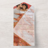 Foto Terracotta Copper Marble Geometric Elegant All In One Uitnodiging (Binnen)