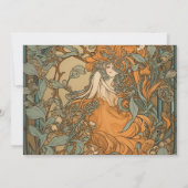 Foto Terracotta Floral Art Nouveau Bruiloft Save The Date (Achterkant)