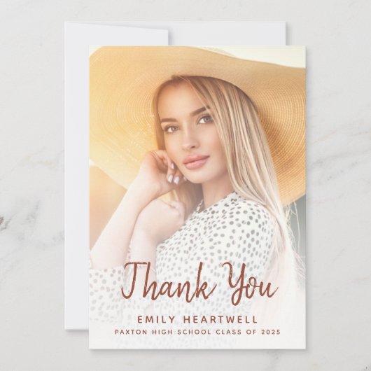 Foto Terracotta Script Afstudeerder Dank u kaart (Voorkant)