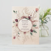 Foto Terug Bourgondië en Cream Floral Save The Date (Staand voorkant)