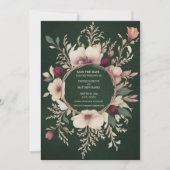 Foto Terug Groen en Crème Bloemen Save The Date (Voorkant)