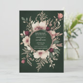 Foto Terug Groen en Crème Bloemen Save The Date (Staand voorkant)