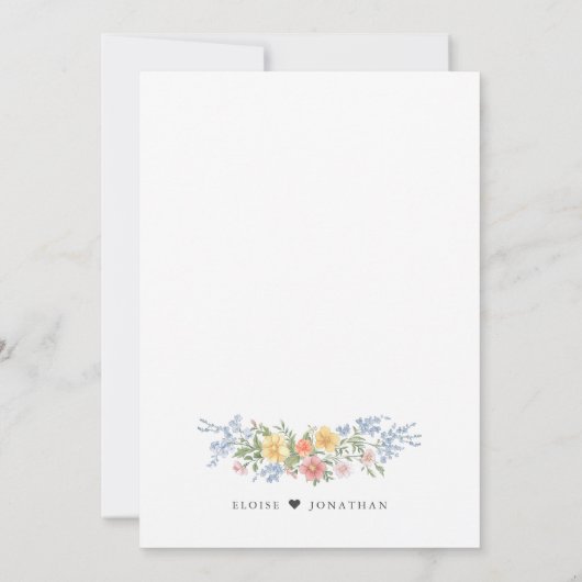 Foto Terug voor Soft Wildflower vellum bruiloft Kaart (Achterkant)