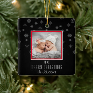 Foto toevoegen aan Black Christmas Keramisch Ornament