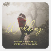 Foto toevoegen Aangepaste bruiloft Vierkante Sticker (Voorkant)