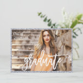 FOTO TOEVOEGEN - Afstudeer Glitter Uitnodiging (Staand voorkant)