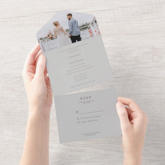 Foto toevoegen Alles in één bruiloft All In One Uitnodiging (Afscheurbaar)