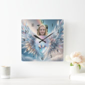 Foto toevoegen Angel Wings Crystal Heart Vierkante Klok (Huis)