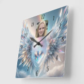 Foto toevoegen Angel Wings Crystal Heart Vierkante Klok (Hoek)
