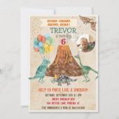 FOTO TOEVOEGEN - Dinosaur Volcano Verjaardag uitno Kaart (Voorkant)