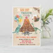 FOTO TOEVOEGEN - Dinosaur Volcano Verjaardag uitno Kaart (Staand voorkant)