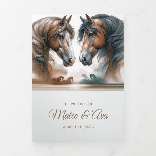 Foto toevoegen Horse Trifold Wedding Invitation Drieluik Uitnodiging (Cover)